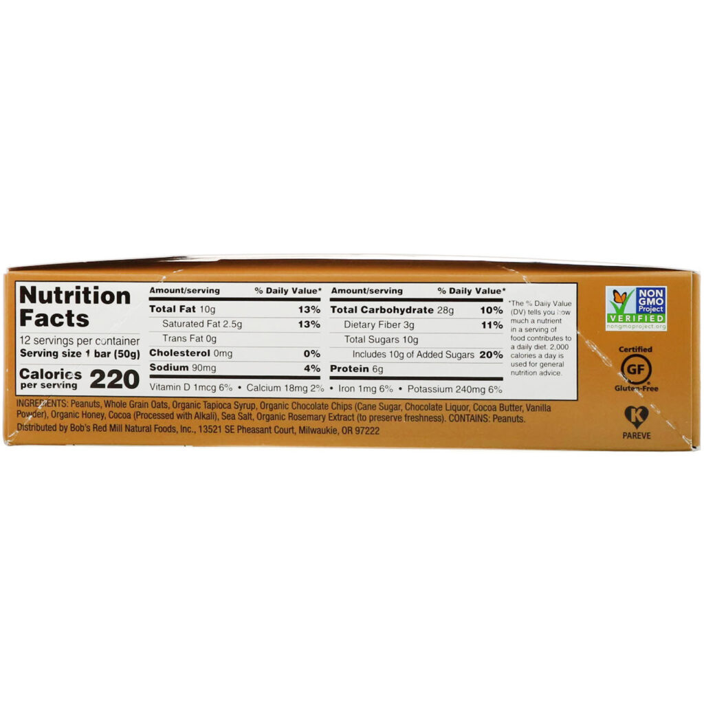 Bob's Red Mill, Bob's Better Bar, Peanut Butter Chocolate & Oats, 12 Bars, 1.76 oz (50 g) Each - Imagem 3