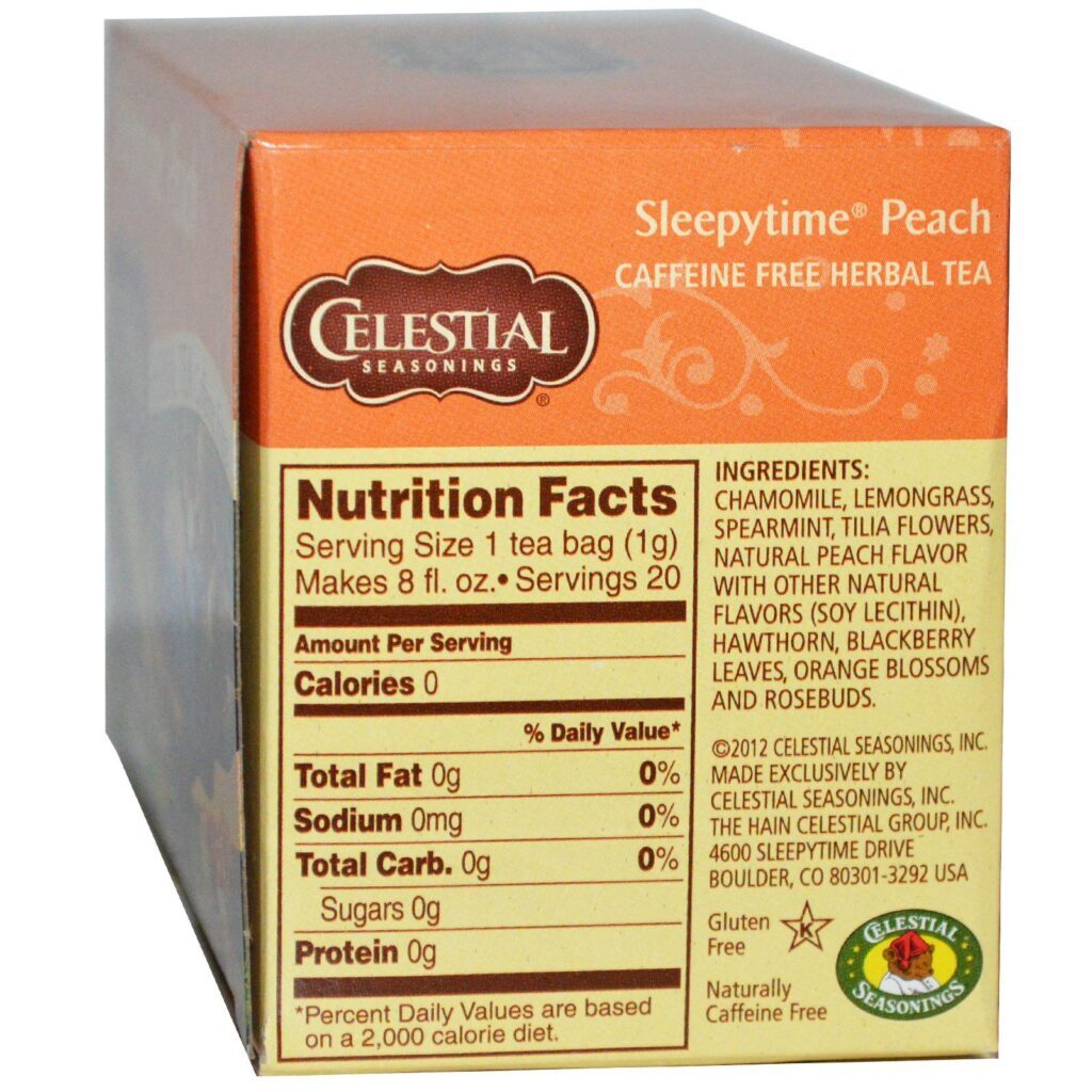Celestial Seasonings, Chá de Ervas, Sem Cafeína, Pêssego Para Dormir, 20 Sacos de Chá, 1,0 oz (29 g) - Imagem 2