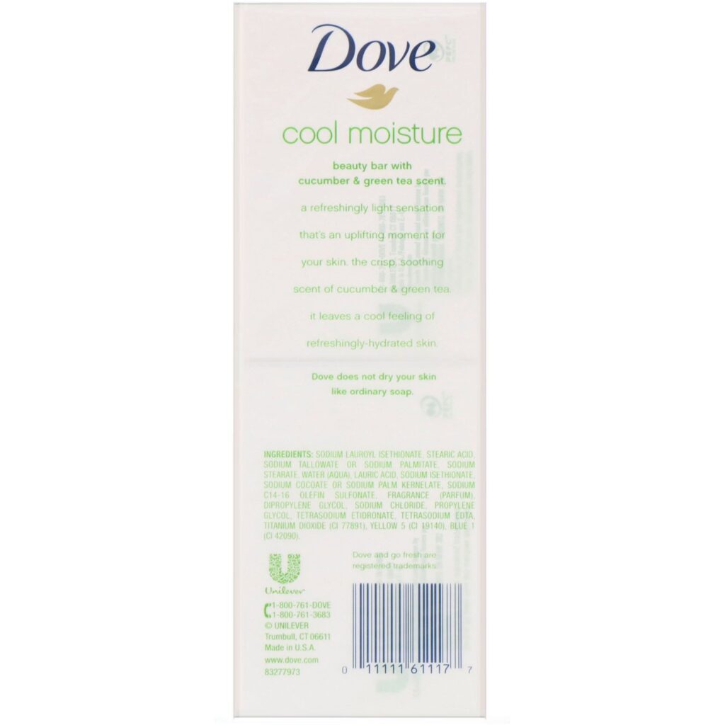 Dove, Go Fresh, sabonete de beleza em barra Cool Moisturize, pepino e chá verde, 6 barras, 113 g cada - Imagem 2