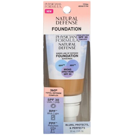 Physicians Formula, Natural Defense Foundation, SPF 30, Medium to Tan, 1 fl oz (30 ml) - Image 2