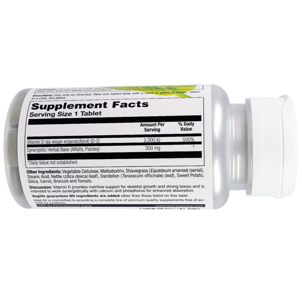 VegLife, Supreme Vegan D, 2,000 IU, 100 Tablets - Imagem 2