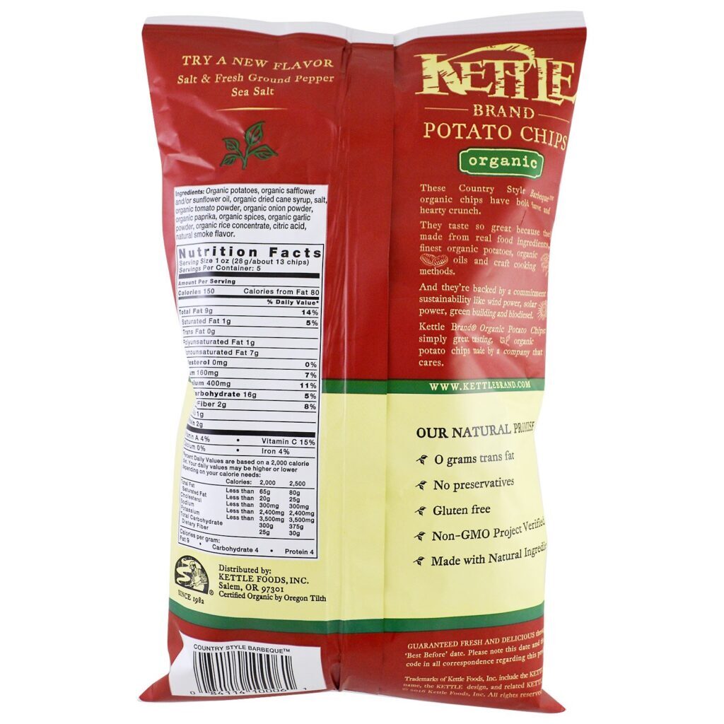Kettle Foods, Chips de batatas orgânicas, Sabor Churrasco, 5 oz (142 g) - Imagem 2