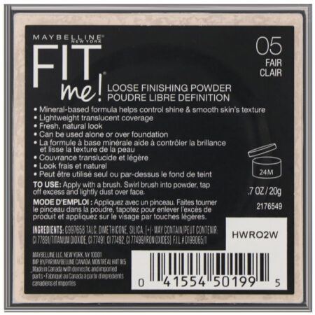 Maybelline, Fit Me, pó solto finalizador, 05 Claro, 20 g - Image 3