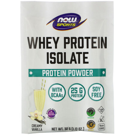 Now Foods, Sports, Whey Protein Isolate, Creamy Vanilla, 8 Packets, 1.13 oz (32 g) Each - Imagem 3