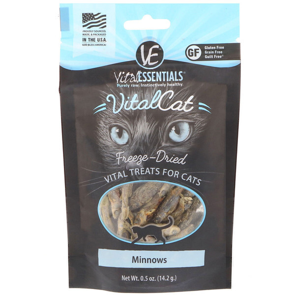 Vital Essentials, Vital Cat, iguarias liofilizadas para gatos, vairão, 0,5 oz (14,2 g)
