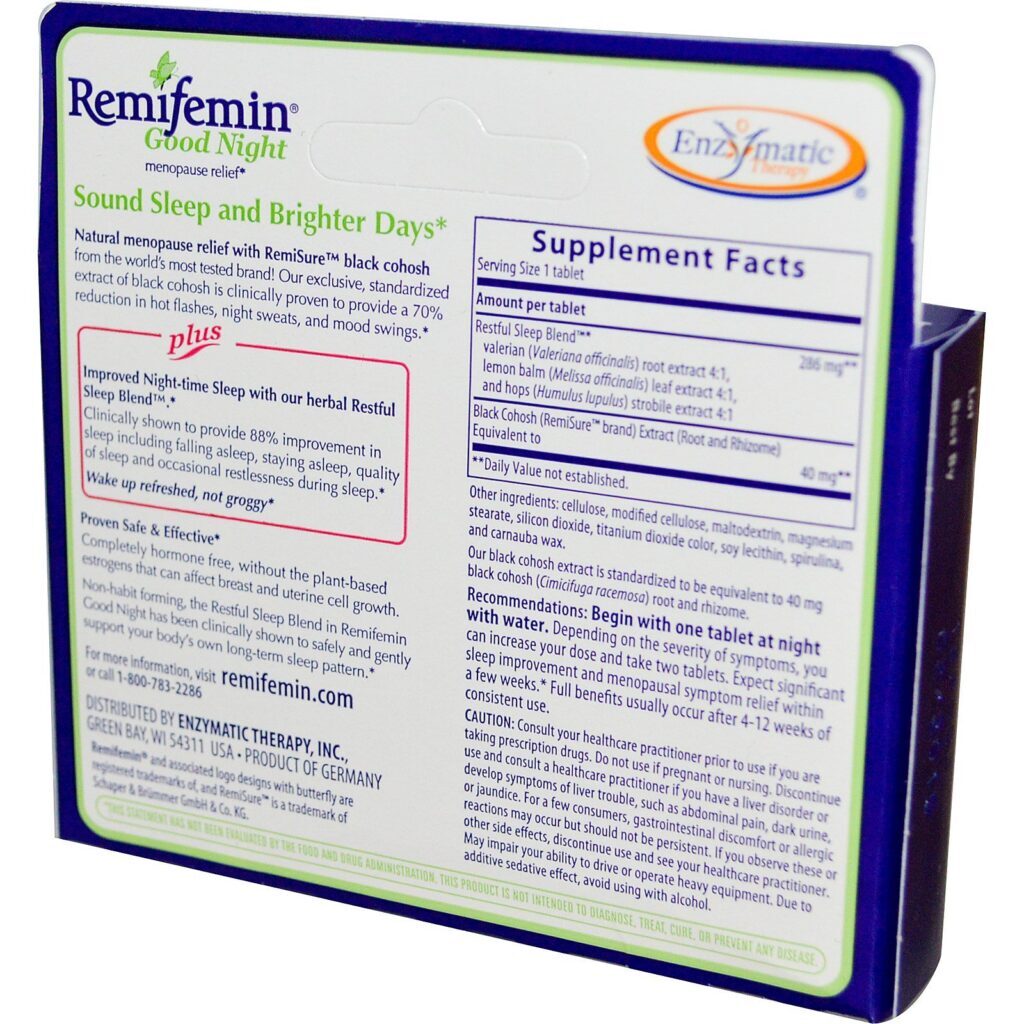 Enzymatic Therapy, Remifemin, Boa Noite, 21 Comprimidos - Imagem 2
