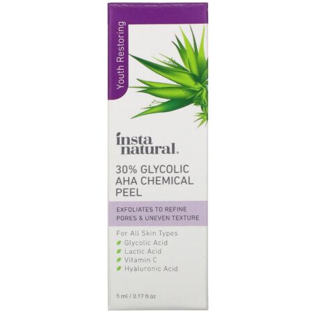 InstaNatural, 30% Glycolic AHA Chemical Peel, 0.17 fl oz (5 ml) - Image 2