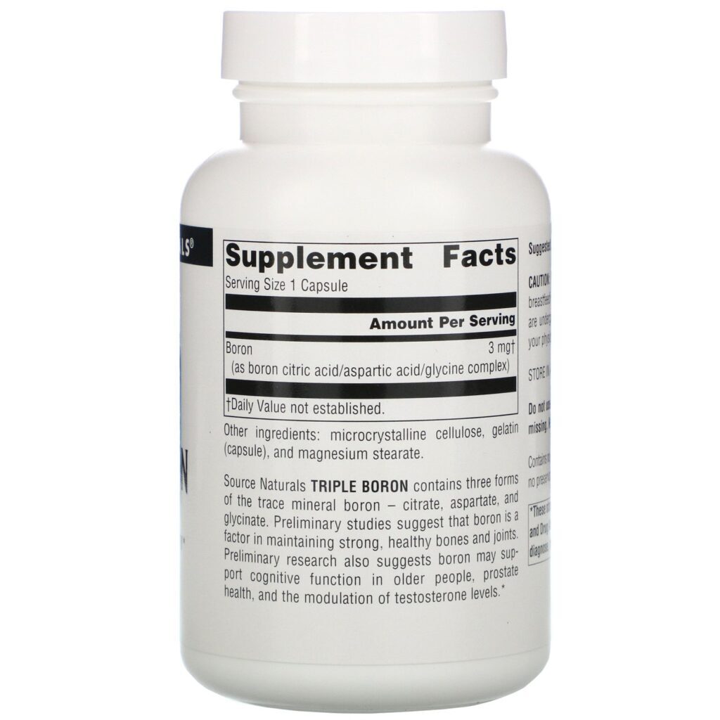 Source Naturals, Boro Triplo, 3 mg, 200 Cápsulas - Imagem 2