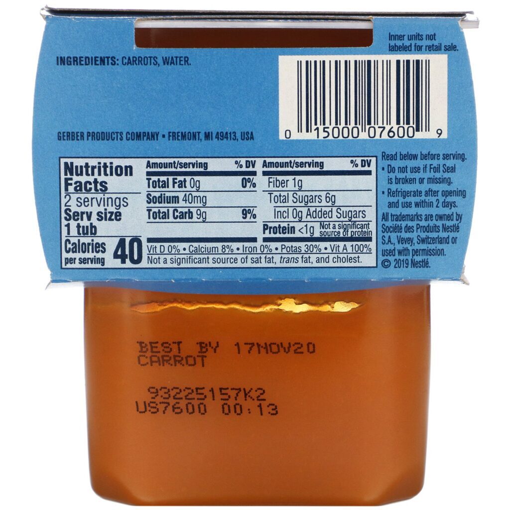 Gerber, Carrot, 2 Pack, 4 oz (113 g) Each - Imagem 2