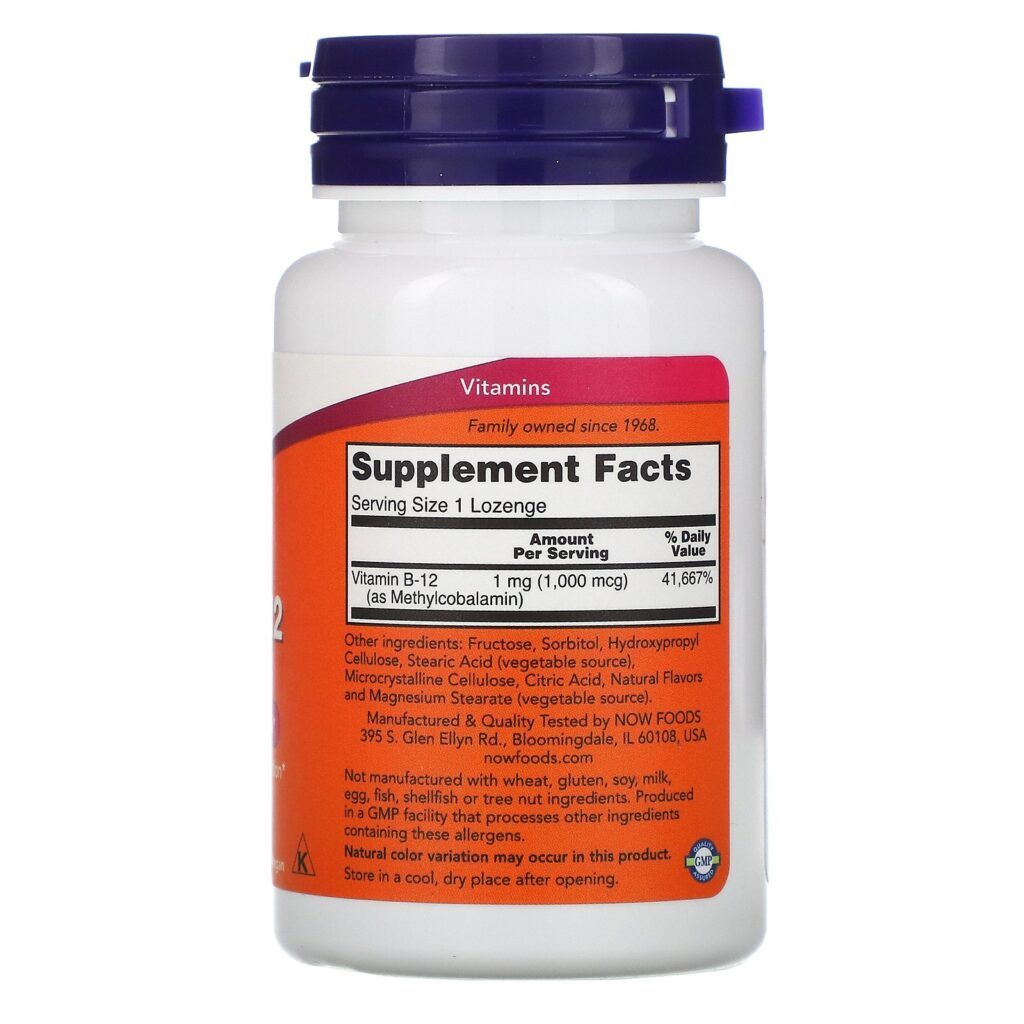 Now Foods, Metil B-12, 1.000 mcg, 100 Losangos - Imagem 2