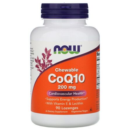 Now Foods, CoQ10 Mastigável, 200 mg, 90 Pastilhas