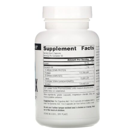 Source Naturals, Pancreatina 8X, 500 mg, 100 Cápsulas - Image 2