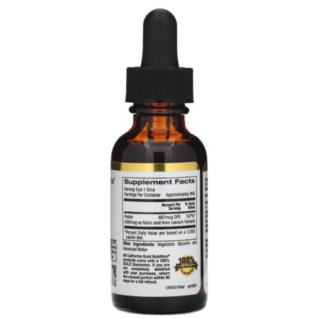 California Gold Nutrition, Ácido Folínico, Sem Álcool, 1 fl oz (30 ml) - Image 2