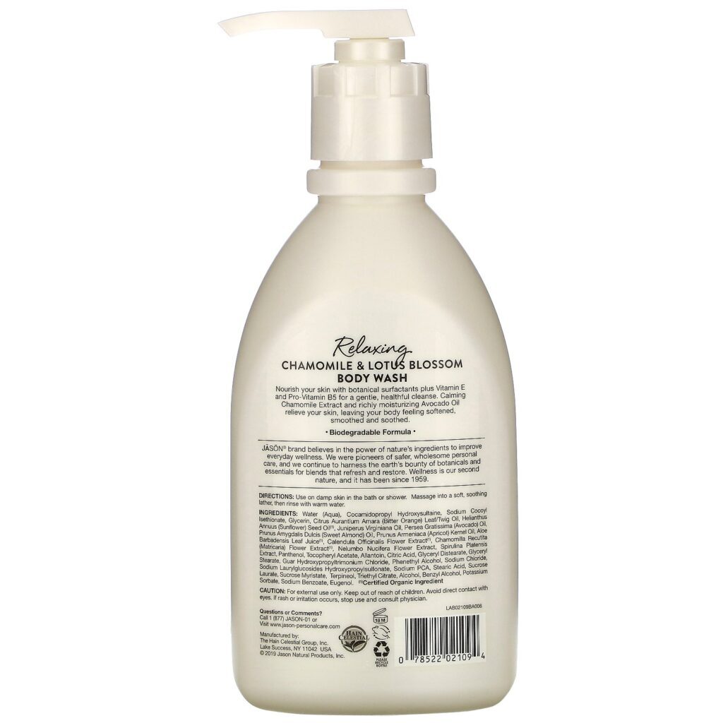 Jason Natural, Body Wash, Relaxing Chamomile & Lotus Blossom, 30 fl oz (887 ml) - Imagem 2