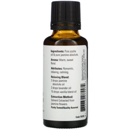 Now Foods, Essential Oils, Jasmim Absoluto, 1 fl oz (30 ml) - Imagem 2