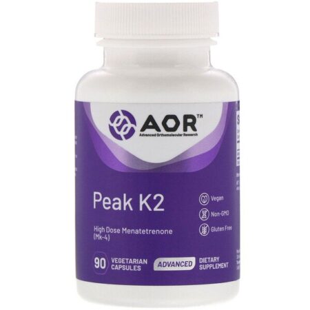 Advanced Orthomolecular Research AOR, Peak K2, 90 Cápsulas Vegetais