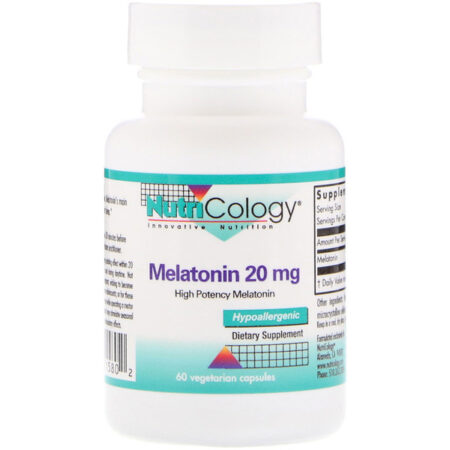 Nutricology, Melatonin, 20 mg, 60 Cápsulas Vegetais