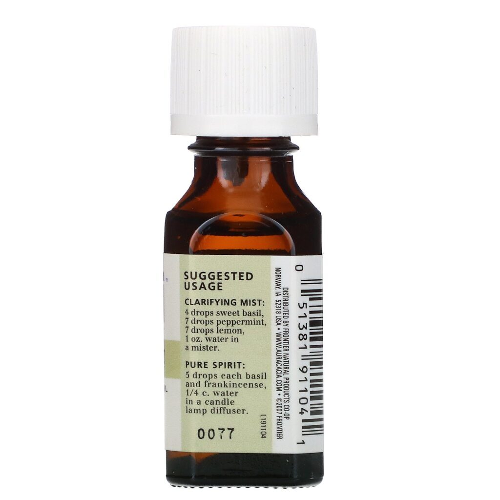 Aura Cacia, 100% Pure Essential Oil, Sweet Basil, .5 fl oz (15 ml) - Imagem 2