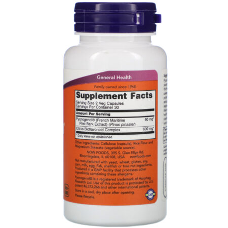 Now Foods, Pycnogenol, 30 mg, 60 Cápsulas Vegetais - Image 2