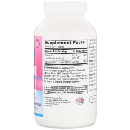 21st Century, Calcium 500 + D3, 400 Tablets - Image 2