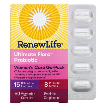 Renew Life, Women's Care, Ultimate Flora Probiotic, 15 Bilhões de Culturas Vivas, 60 Cápsulas Vegetais