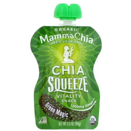 Mamma Chia, Organic Chia Squeeze, Vitality Snack, Green Magic, 8 Squeezes, 3.5 oz (99 g) Each - Image 3