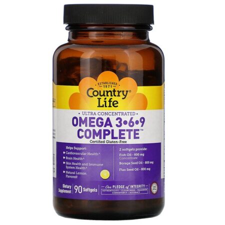 Country Life, Ultra Concentrated Omega 3-6-9 Complete. Natural Lemon, 90 Softgels