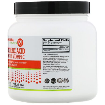 NutriBiotic, Ácido Ascórbico, 100% de Vitamina C Pura, Pó Cristalino, 2,2 kg (1 kg) - Image 2