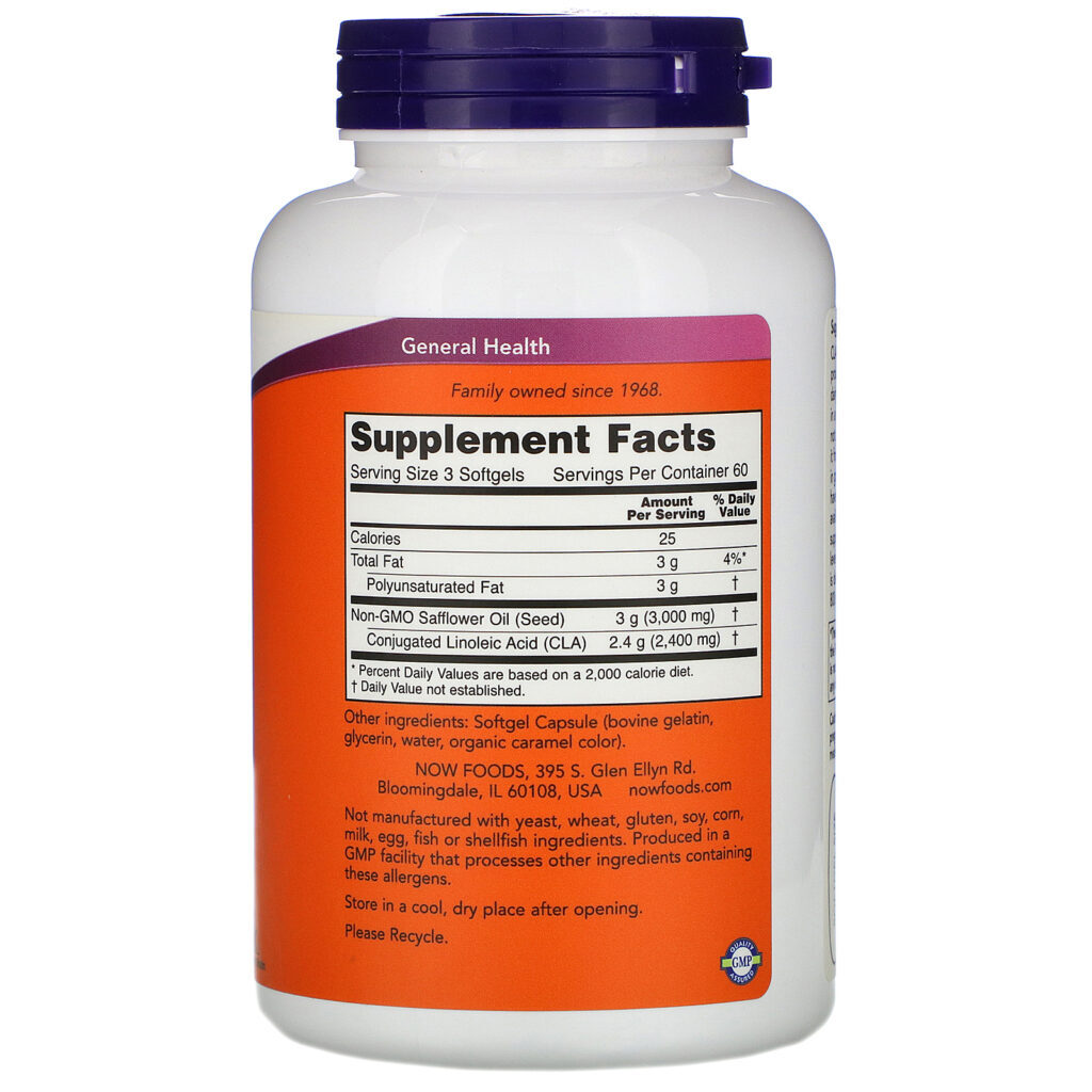 Now Foods, CLA, 800 mg, 180 Cápsulas Softgel - Imagem 2
