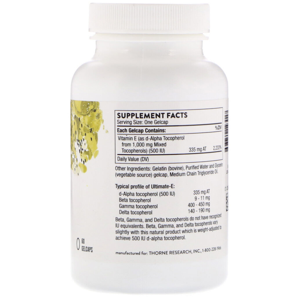 Thorne Research, Ultimate-E, 60 Cápsulas de Gel - Imagem 2