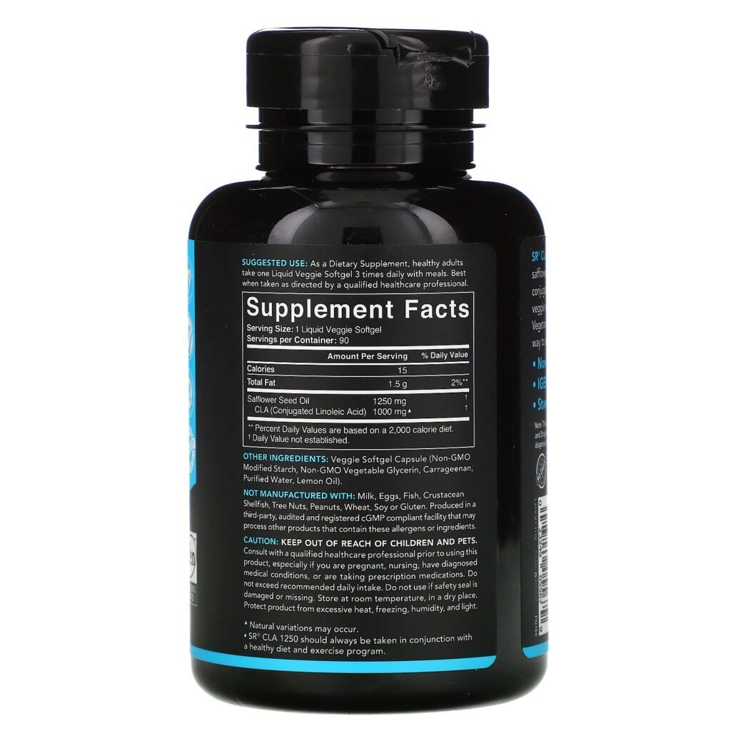 Sports Research, CLA 1250, À Base de Plantas, 1,250 mg, 90 Cápsulas Gelatinosas Vegetais - Imagem 2