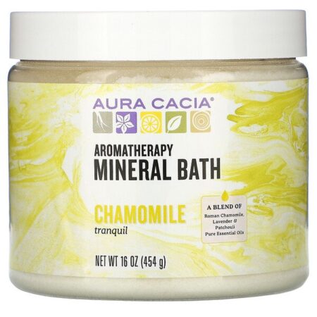 Aura Cacia, Banho Mineral de Aromaterapia, Camomila Tranquila, 16 oz (454 g)