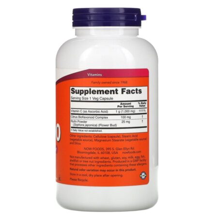 Now Foods, C-1000, com 100 mg de Bioflavonoides, 250 Cápsulas Vegetais - Imagem 2