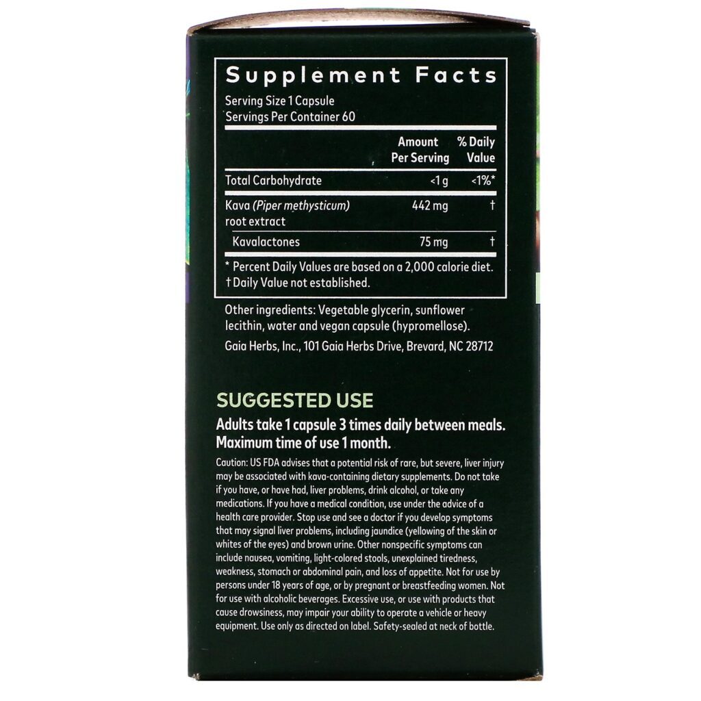 Gaia Herbs, Kava Root, 60 Vegan Liquid Phyto-Caps - Imagem 2