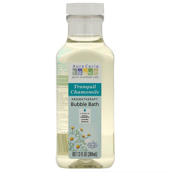 Aura Cacia, Banho de Espuma, Aromaterapia, Camomila Tranquila, 13 fl oz (384 ml)