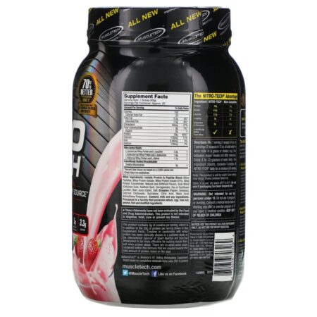 Muscletech, Nitro-Tech, Isolado de Whey + Construtor de Massa Muscular Magra, Morango, 907 g (2 lbs) - Imagem 2