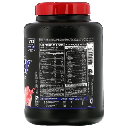 ALLMAX Nutrition, AllWhey Classic, 100% Proteína de soro de leite, Morango, 5 lbs (2,27 kg) - Image 2