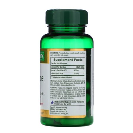 Nature's Bounty, HCI L-Carnitina Acetil, 400 mg, 30 Cápsulas - Image 2