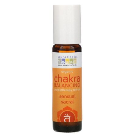 Aura Cacia, Roll-On Orgânico Para Aromaterapia e Balancear os Chakras, Sacral Sensual, 0.31 fl oz (9.2 ml)