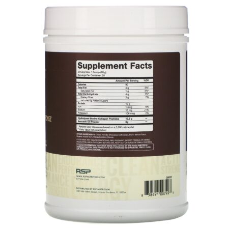 RSP Nutrition, AvoCollagen, Peptídeos de Colágeno e Óleo de Abacate em Pó, Chocolate, 14,1 oz (400 g) - Image 2