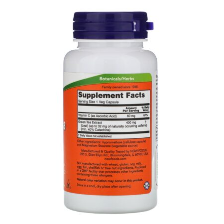 Now Foods, Green Tea Extract, 400 mg, 100 Veg Capsules - Image 2