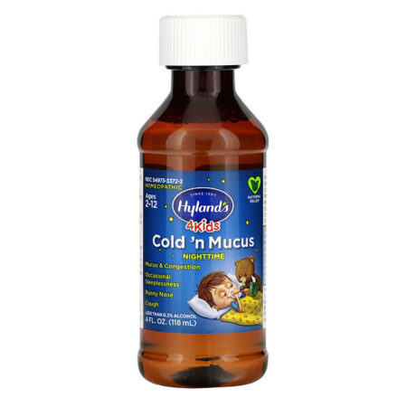 Hyland's, 4 Kids, Cold 'n Mucus Nighttime, Ages 2-12, 4 fl oz (118 ml)