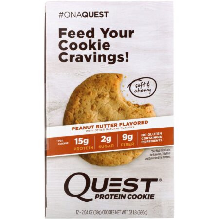 Quest Nutrition, Cookie Proteico, Manteiga de Amendoim, Embalagem com 12, 2,04 oz (58 g) Cada - Image 2