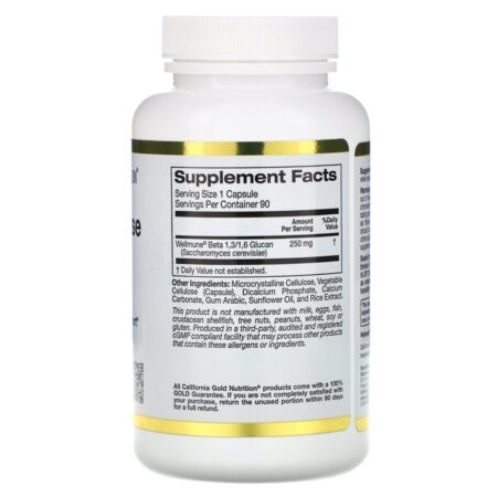 California Gold Nutrition, Immune Defense with Wellmune, Betaglucano, 250 mg, 90 Cápsulas Vegetais - Imagem 2