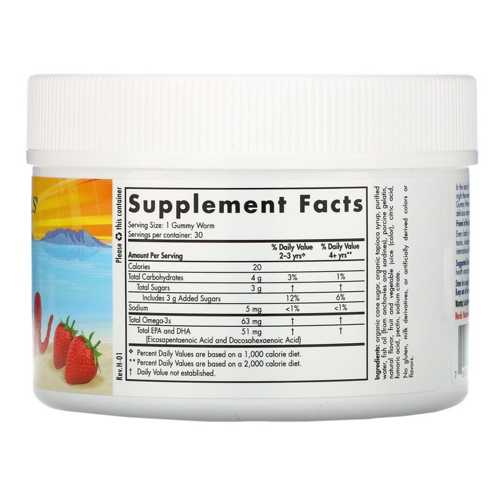 Nordic Naturals, Nordic Omega-3 Gummy Worms, Strawberry Gummy, 63 mg, 30 Gummy Worms - Imagem 2