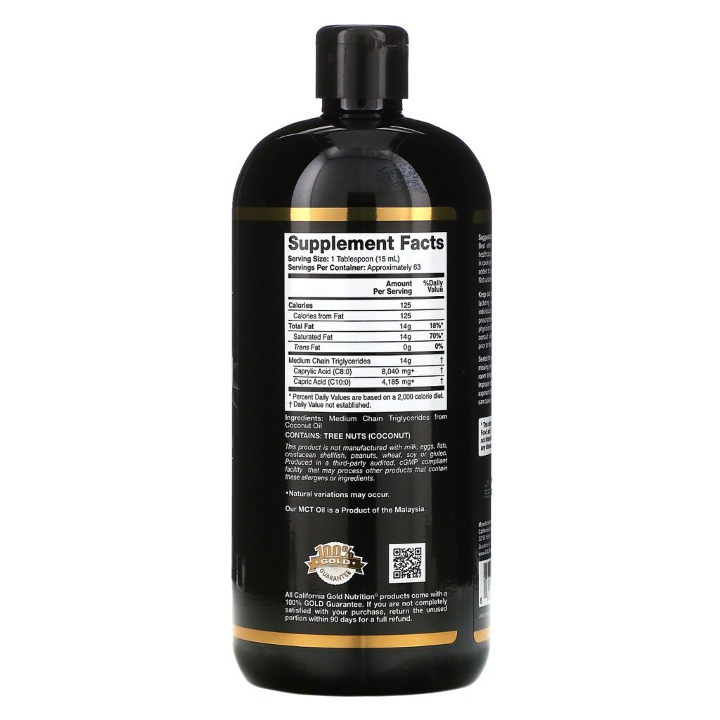 California Gold Nutrition, MCT Oil, 32 fl oz (946 ml) - Imagem 2