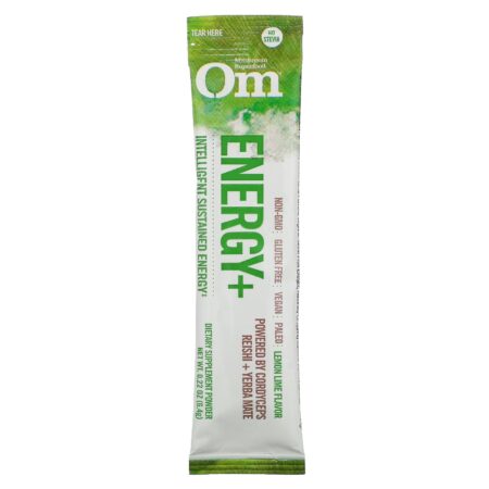 Om Mushrooms, Energy+, Powered by Cordyceps + Yerba Mate, Lemon Lime, 10 Packets, 0.23 oz (6.4 g) Each - Image 3