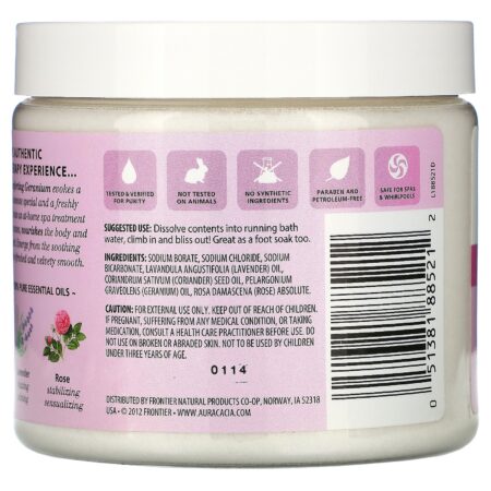 Aura Cacia, Banho Mineral de Aromaterapia, Gerânio Reconfortante, 16 oz (454 g) - Image 2