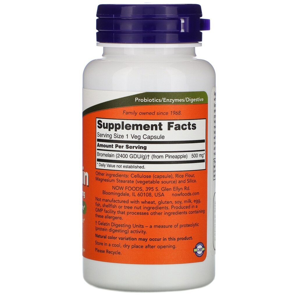 Now Foods, Bromelina, 500 mg, 60 Cápsulas Vegetais - Imagem 2