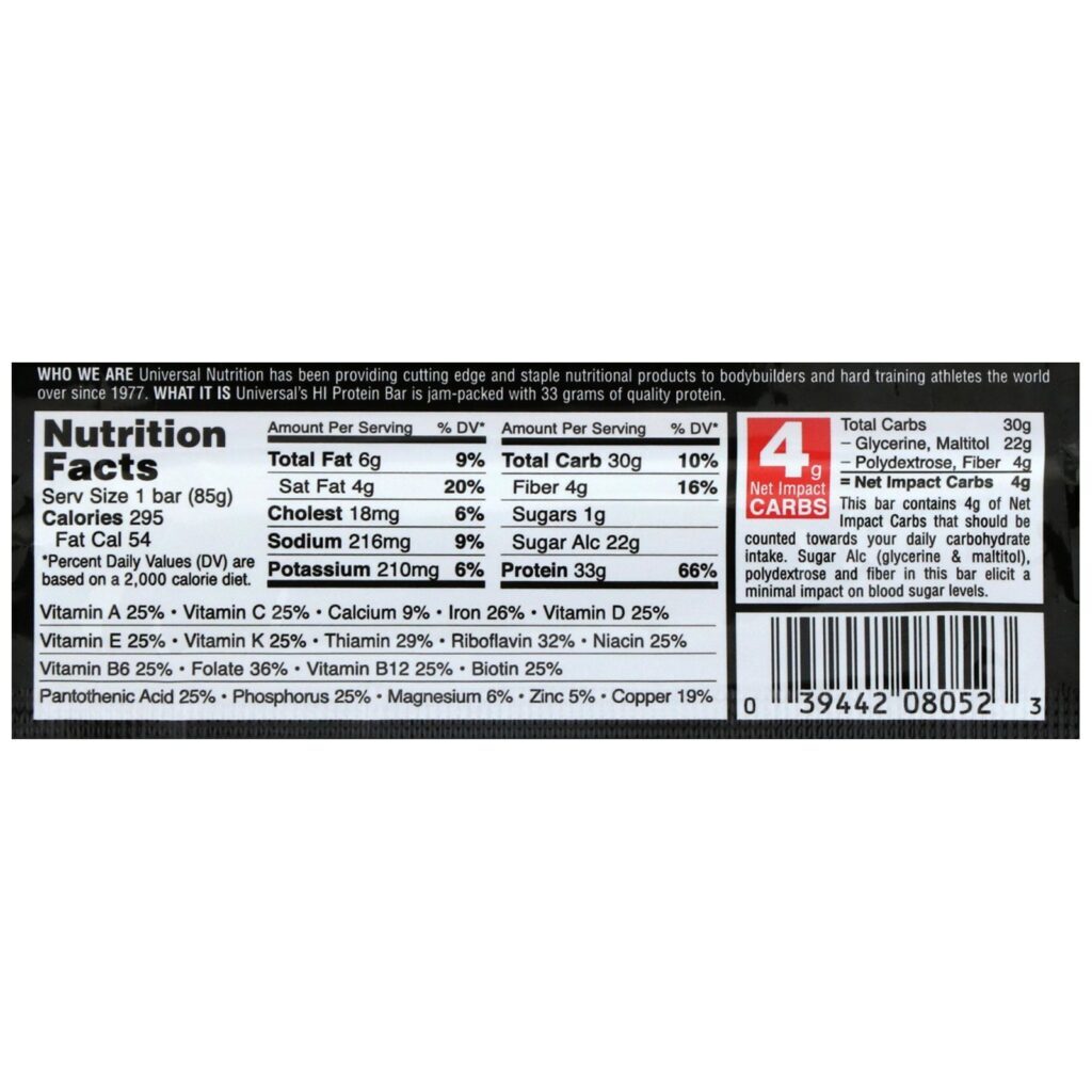 Universal Nutrition, HI Protein Bar, Chocolate Brownie, 16 Bars, 3 oz (85 g) Each - Imagem 3
